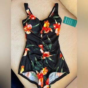 Maxine of Hollywood Black Floral One Piece